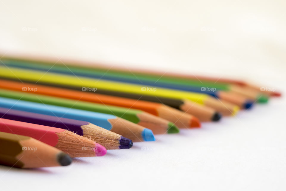 Close-up of coloured pencils