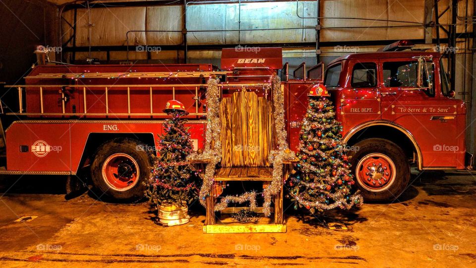 Fire Department Christmas Engine - vintage fire truck