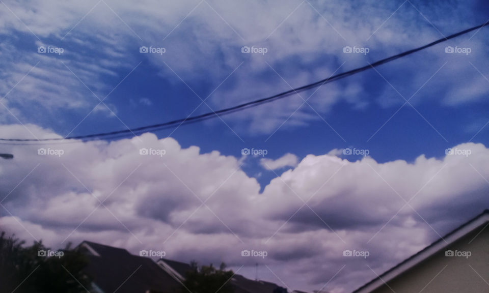 Blue sky and white clouds.