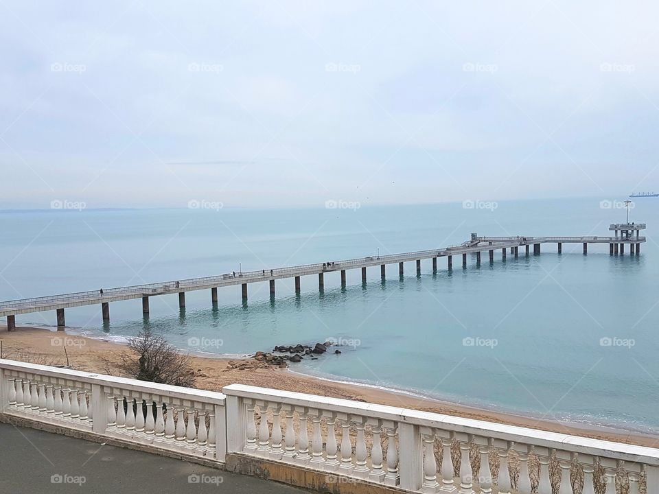 The bridge at the beach in Burgas in Bulgaria