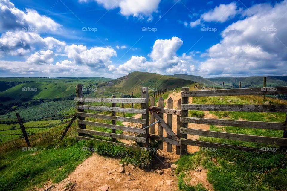 View of gate against mountains