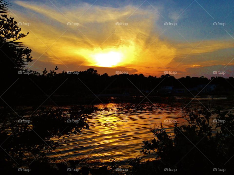 Sunset view of river