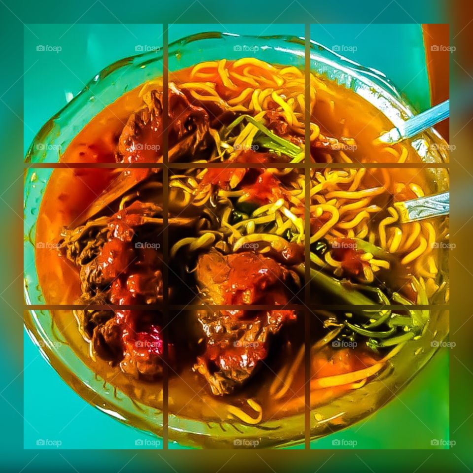 Red hot curry noodle soup