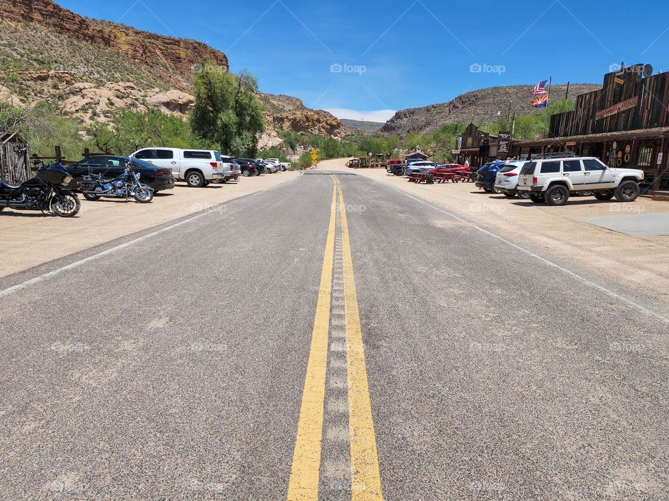 The remote AZ 88 travels through the small town of Tortilla Flats Arizona