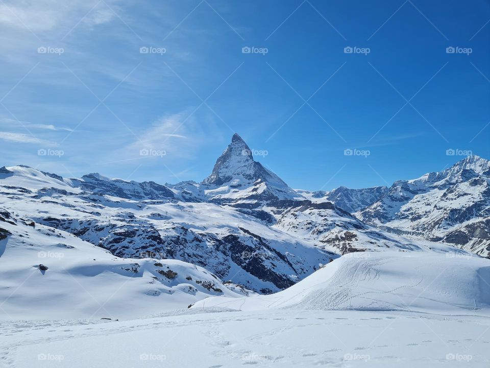 mountains covered in snow