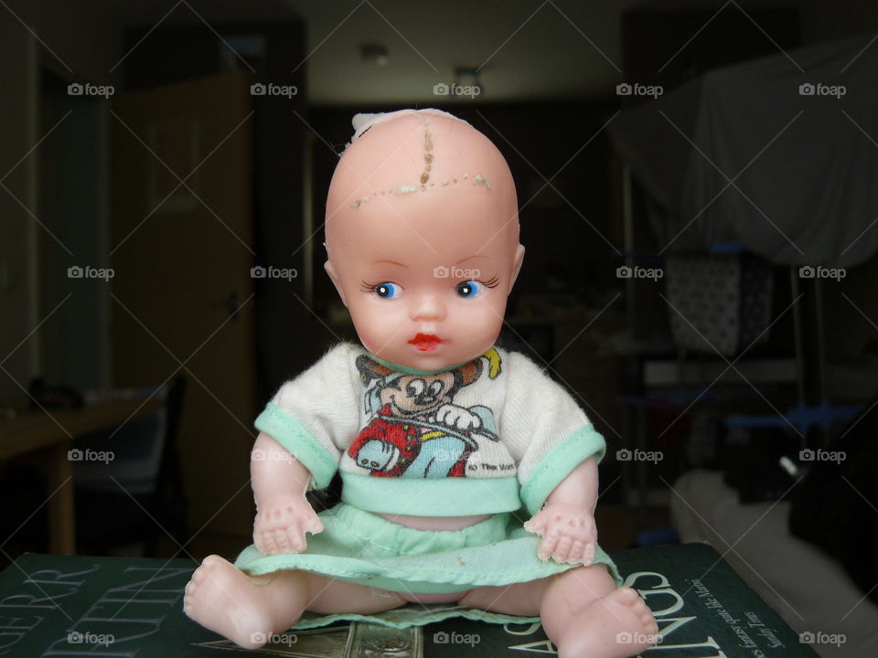 Creepy Bald Toy Doll For Halloween - Doll With No Hair - Old Toys - Scary Halloween Pictures - Unusual Halloween Pictures