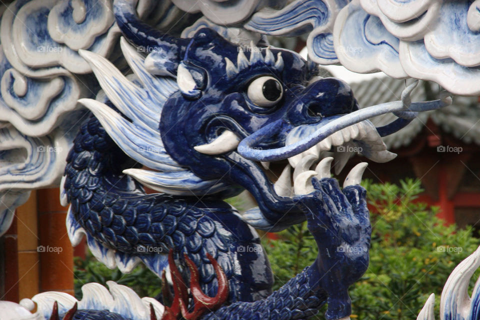 garden blue chinese dragon by kshapley