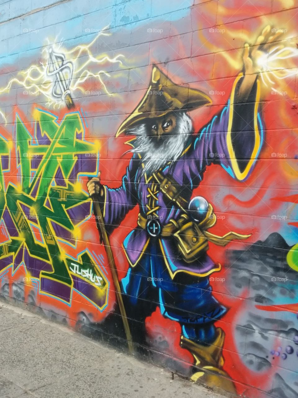 Graffiti NYC Fantasy. The Wizard's power in Bronx, NYC