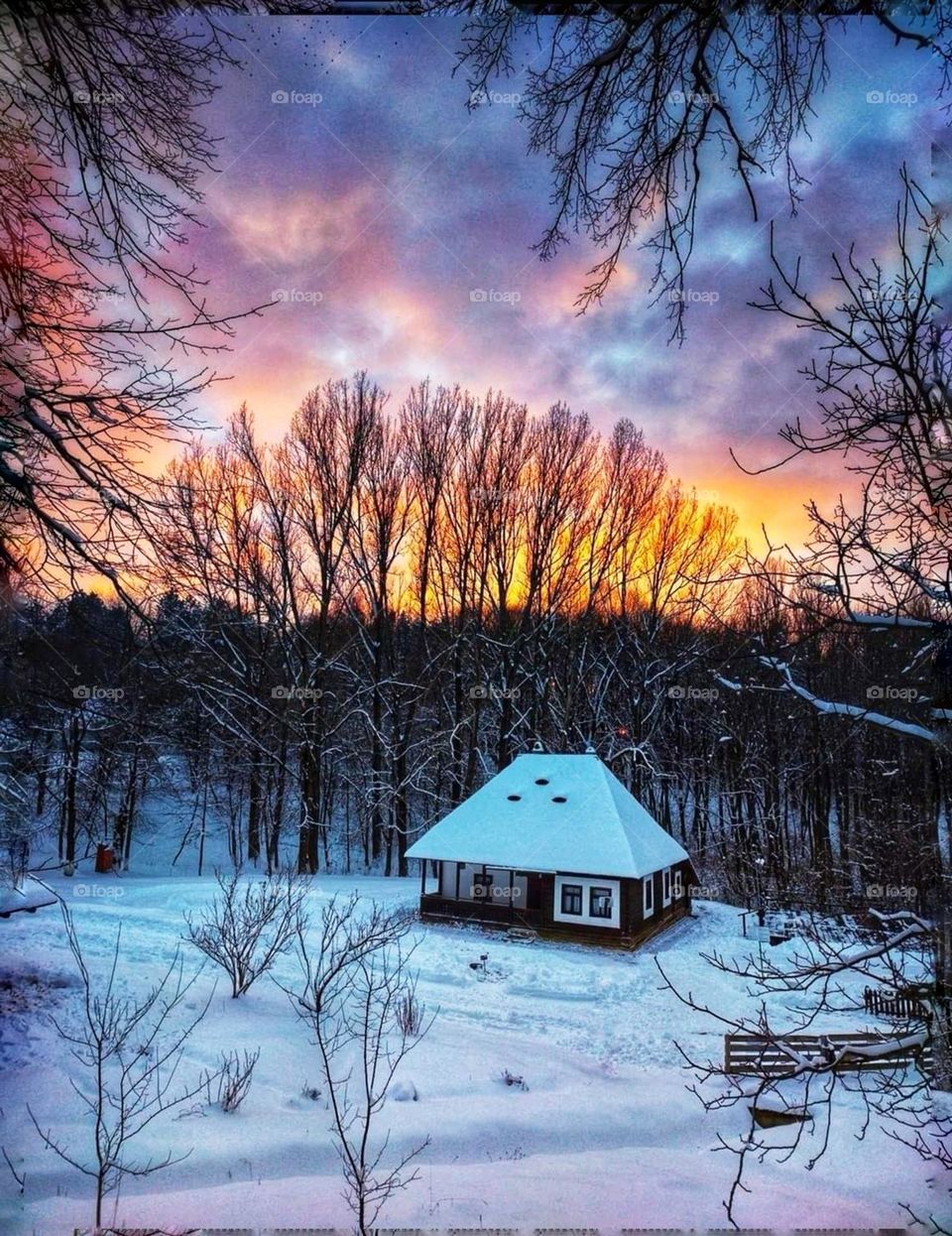 Cottage between mountains and forest