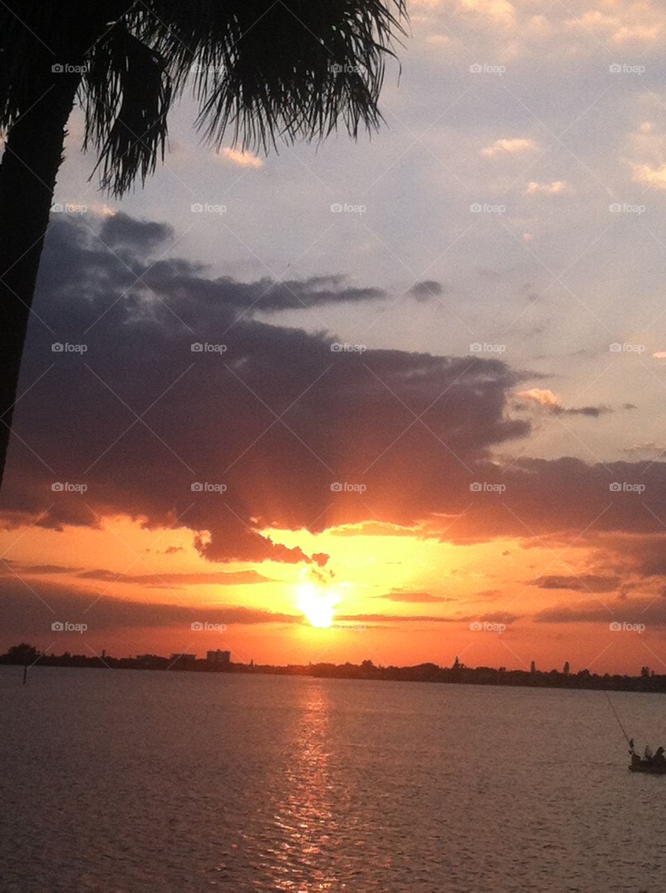 Sun setting in Sarasota. Sunset over north bridge Sarasota Fl