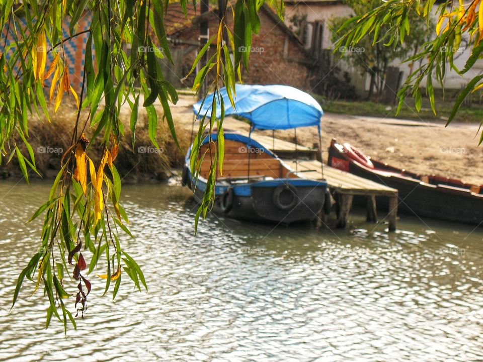 boat at the Vilkovo jetty лодка у причала Вилково