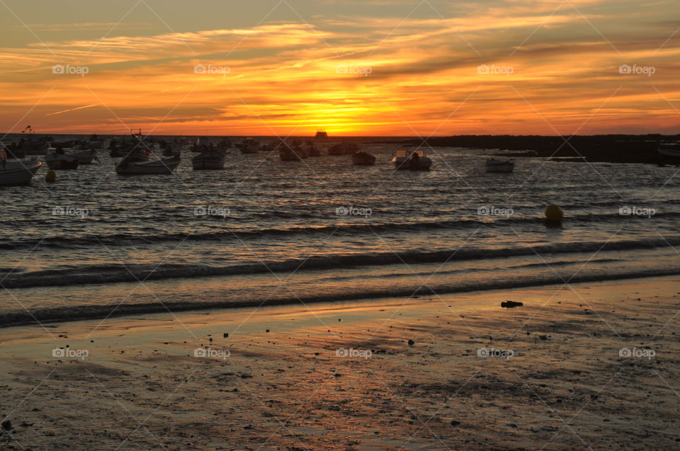 sunset on a Spanish beach