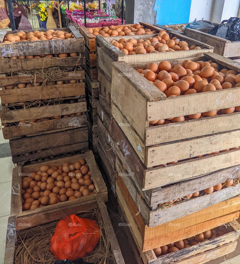 Eggs arranged at the store
