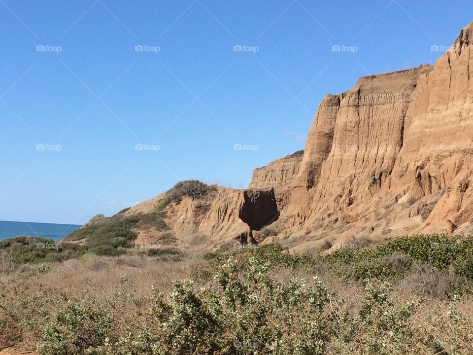 Bluffs and brush by the ocean
