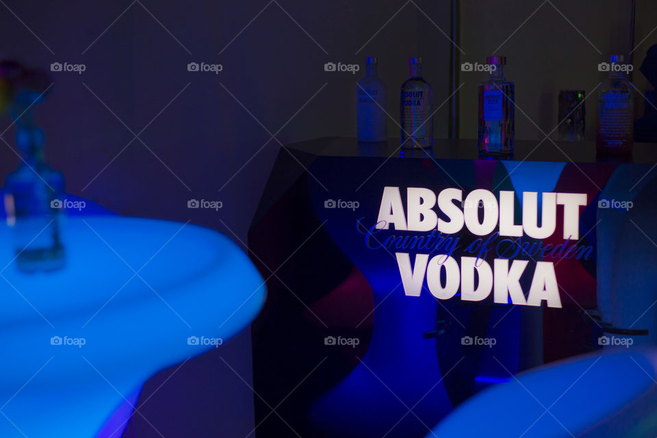 Absolut Vodka bar display. Night club private party