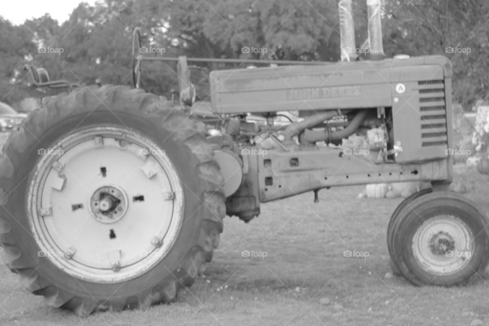 Black and white tractor 