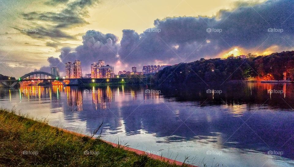 Sunset over the bridge.