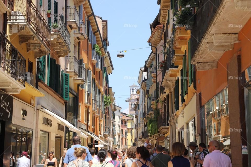 Crowds on the streets in summertime 