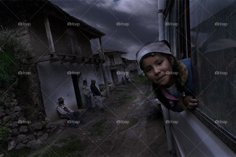 A rainy afternoon in a small town 