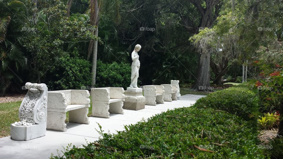 Florida sculpture in the Ringling museum gardens in summer.