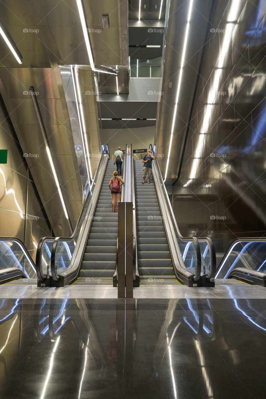 Stairway in an Underground Station in L'Hospitalet (Barcelona) 