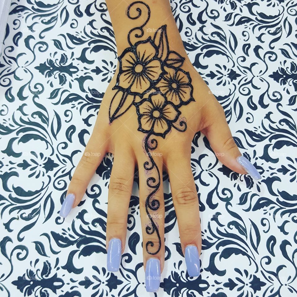 pansy flower henna tattoo