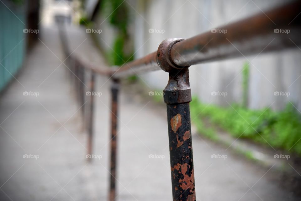 closeup of a metal railing