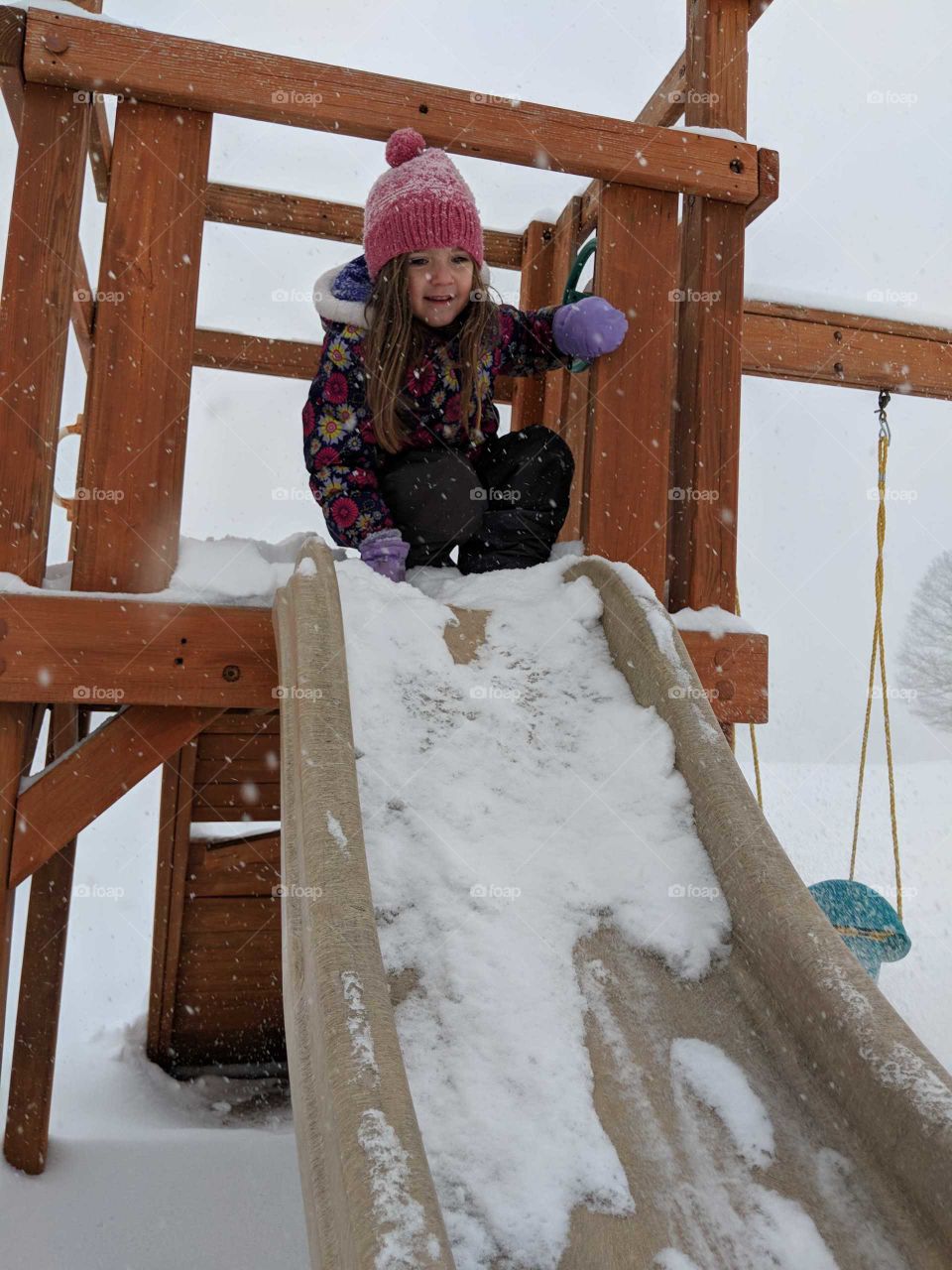 playground fun in winter