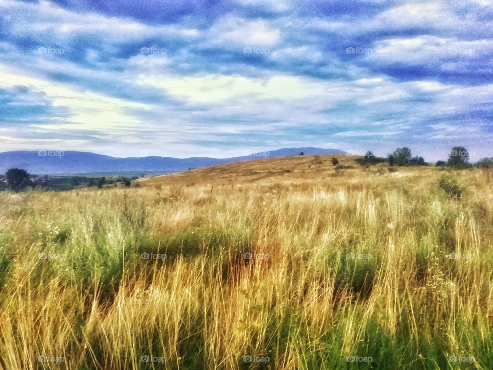 Clouds, mountain, grass, sky, nature