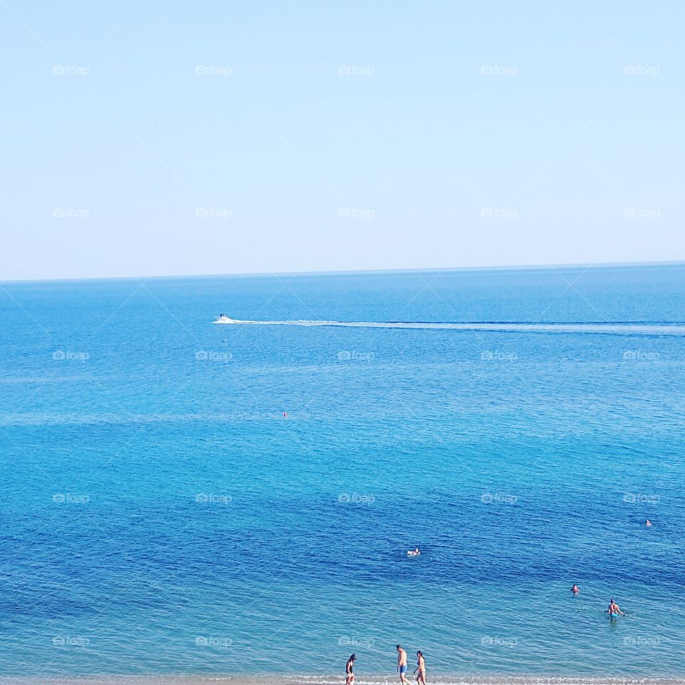 beautiful sea view with a floating yacht