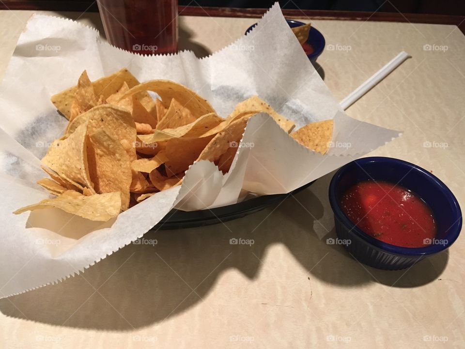 Homemade chips and salsa you just can’t eat a few! Keep em coming so I can’t eat my meal!!