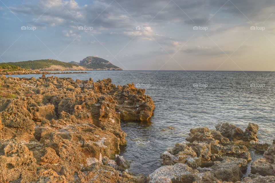 View of rocky coastline, greece,