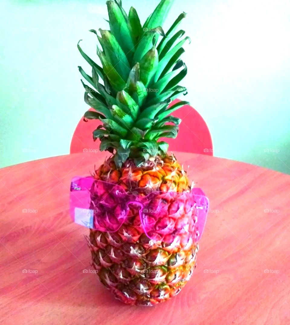 Welcome Summer with Pineapples and Pink Lucite Sunglasses.  Great kitchen art for foodies and fashionistas.