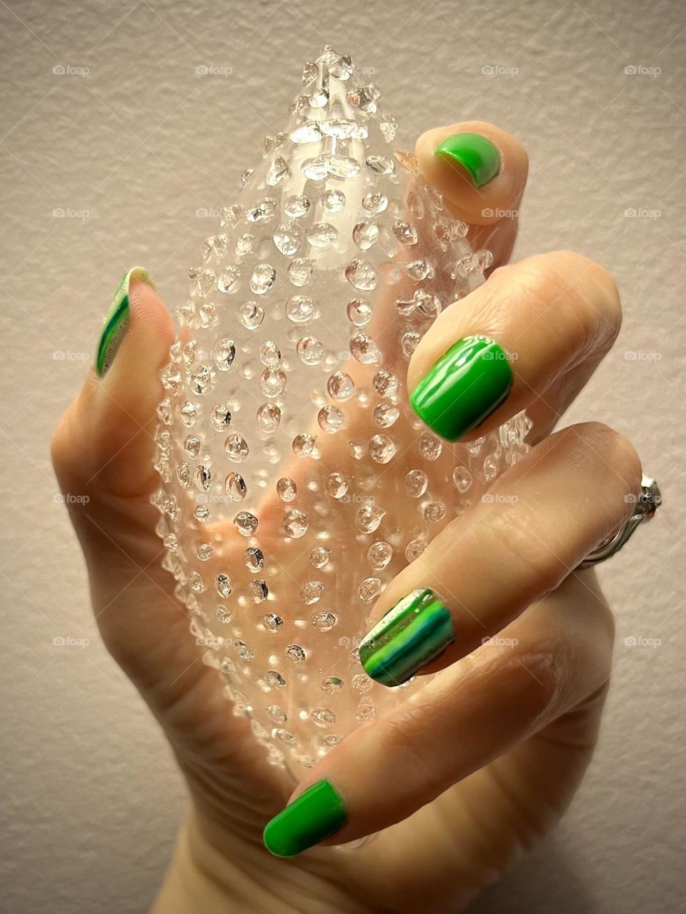 Fun bright green gel nail polish manicure 