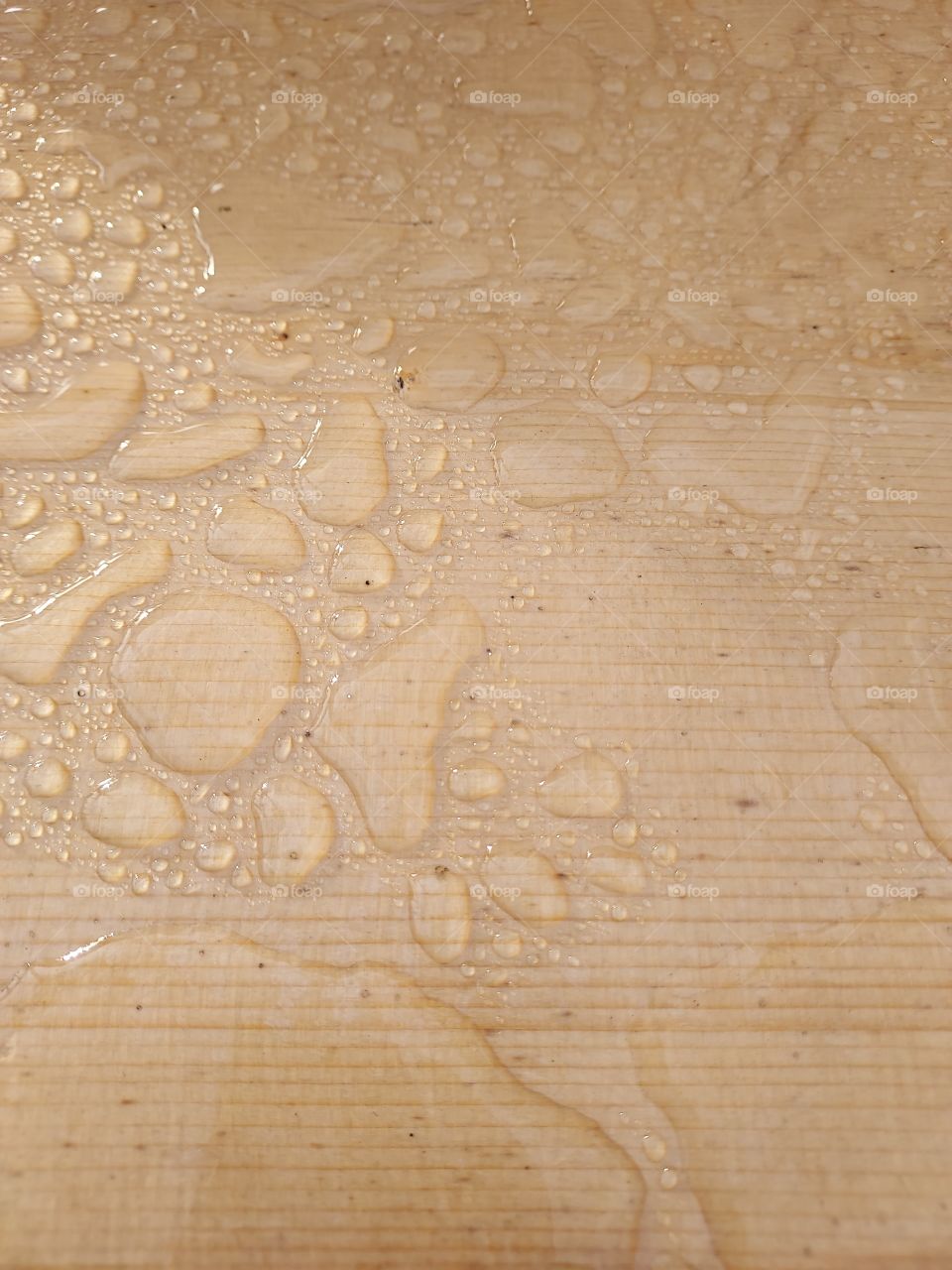 water drop shapes on a wooden plank