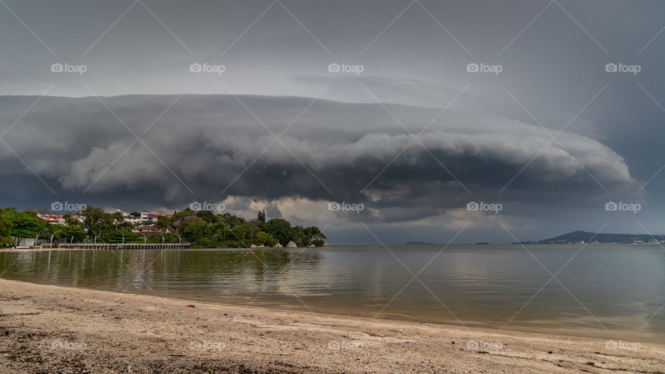Storm cloud approaching the coast of Florianopolis - Brazil