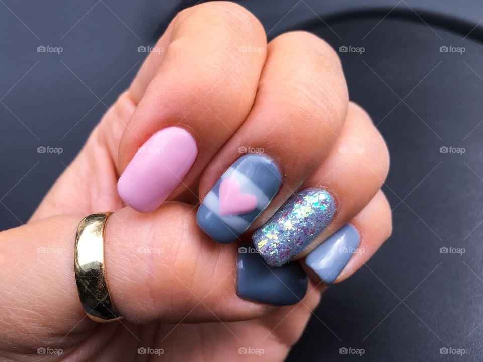 Loving pink and gray nail colors