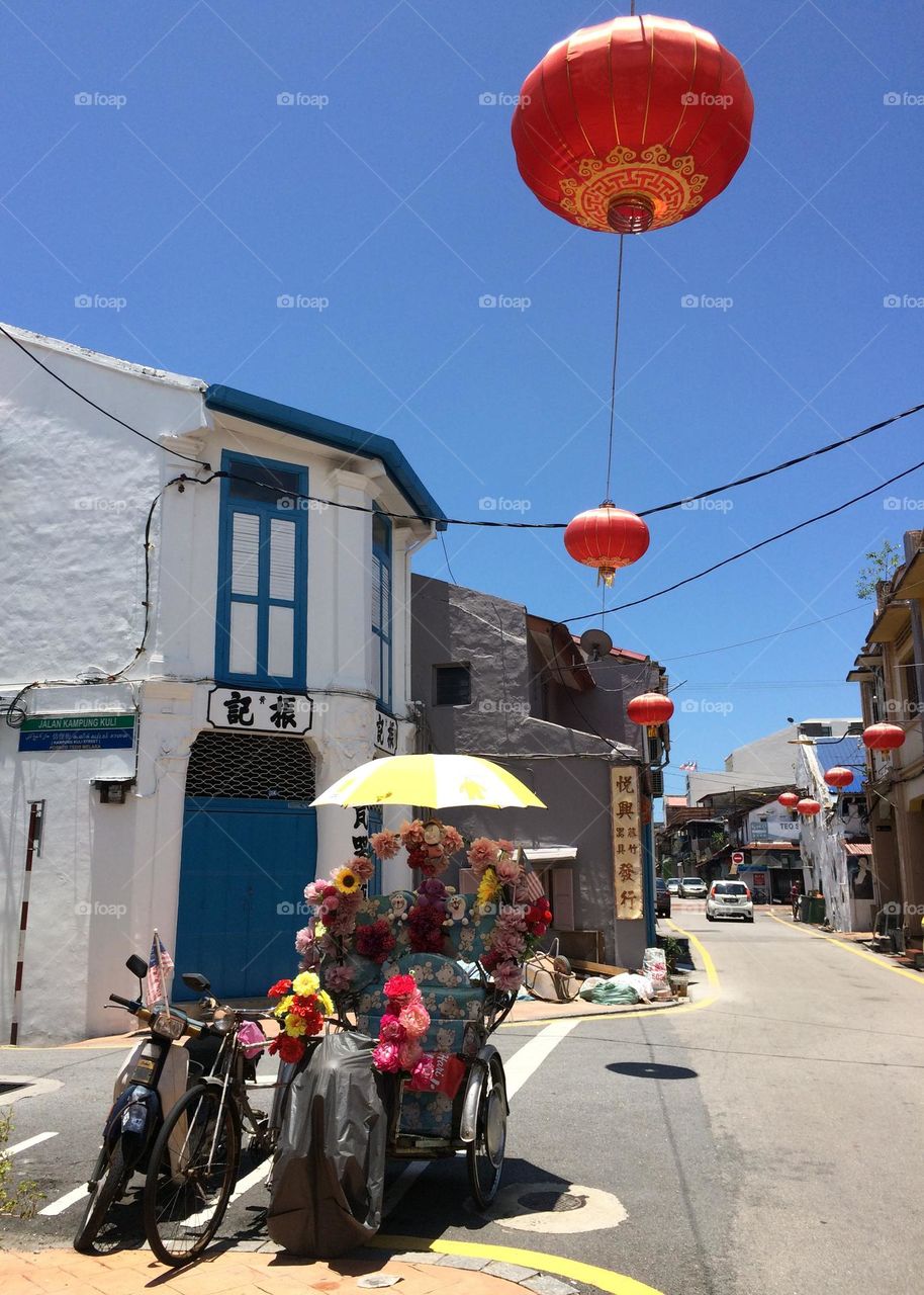 Local tuk-tuk in Melaka Unesco old town area