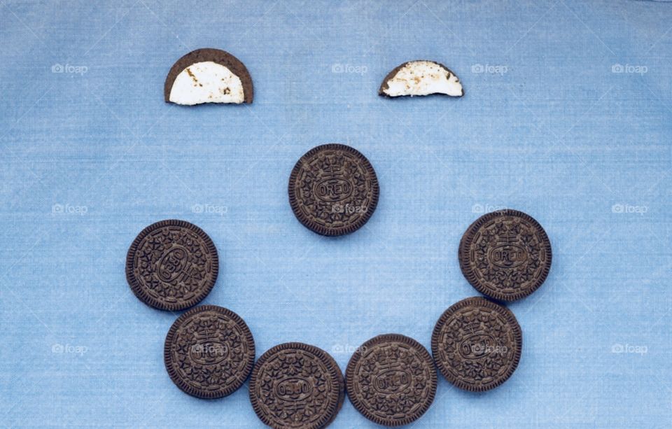 Oreo cookies on a blue background 