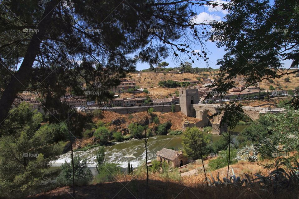 River view of fort in Toledo Spain 