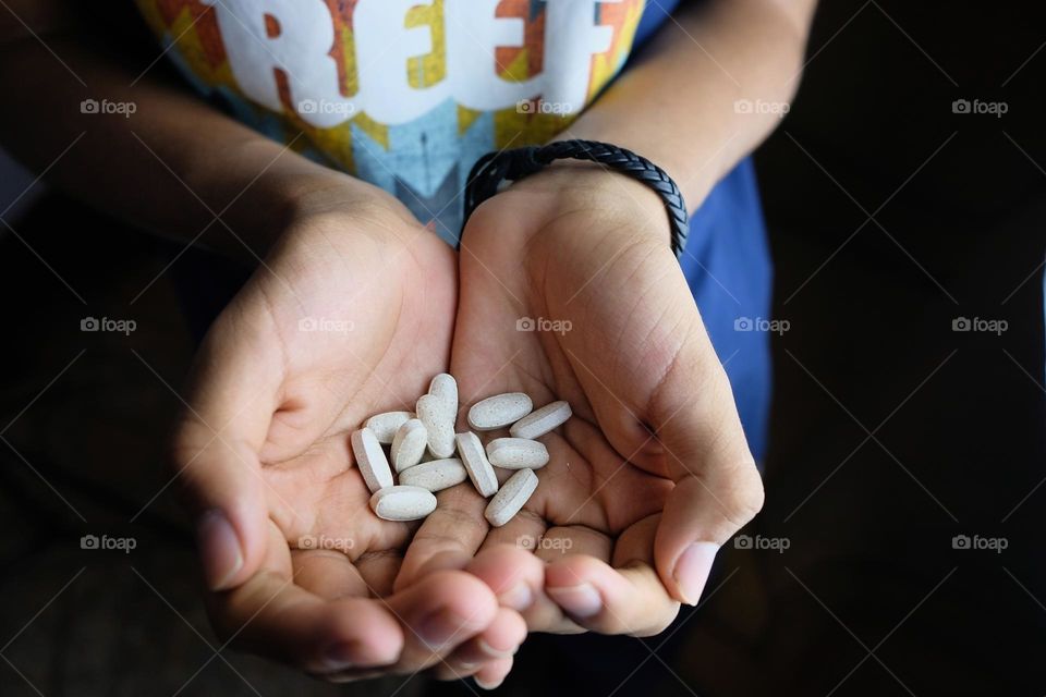 Pills in hands