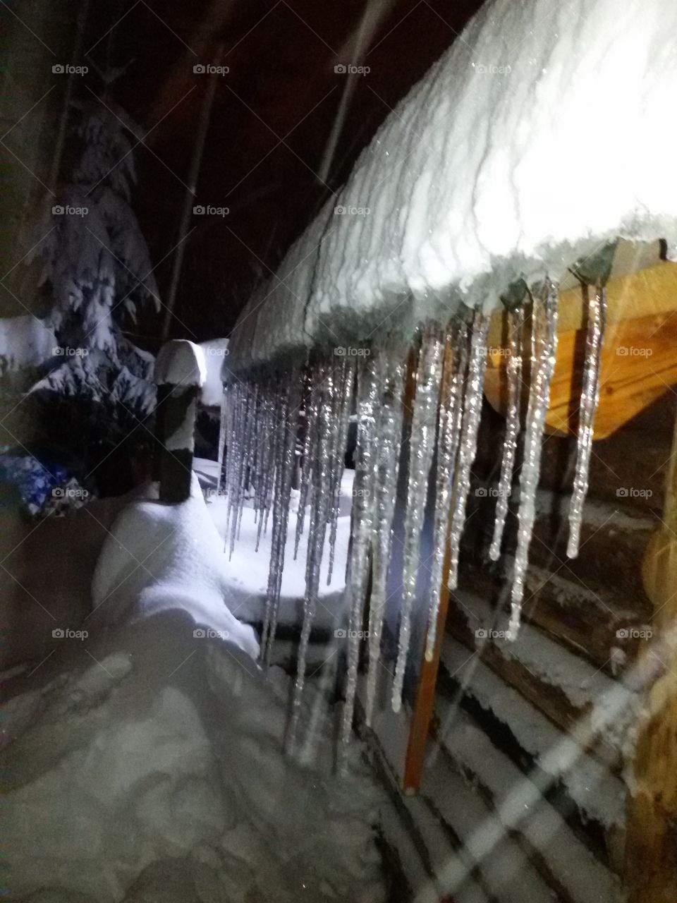 icicle on house winter time. icicle on house winter time