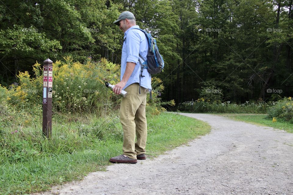 Man hiking in Ohio, USA