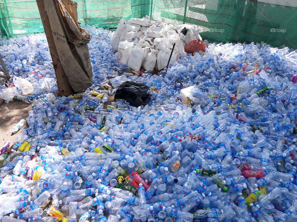 Piles of plastic bottles