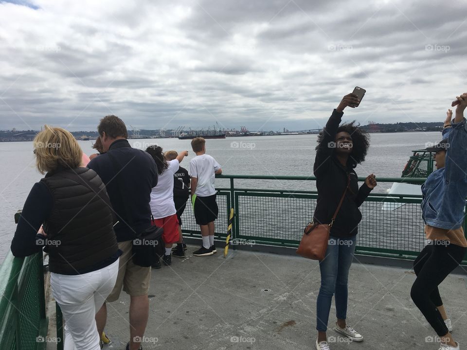Selfie from deck of ferry