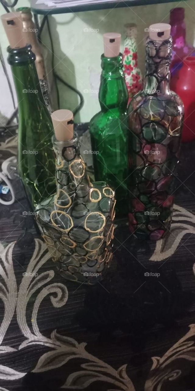 Glass Painted Bottle