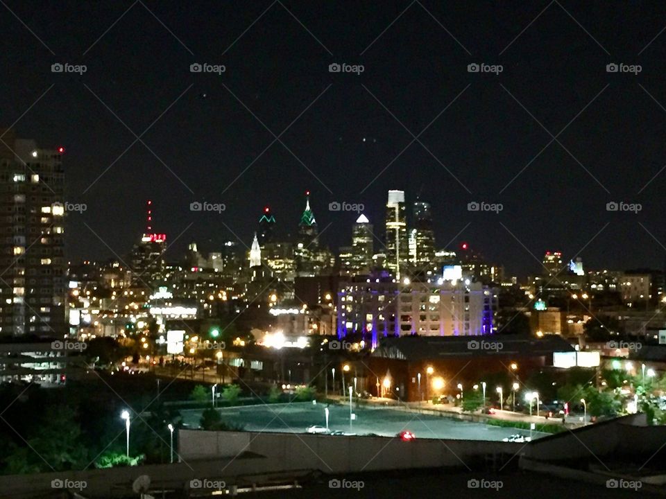 A night time view of Philadelphia 