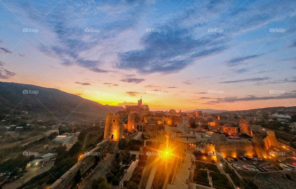 Bragati castle in Georgia on evening twilight moment