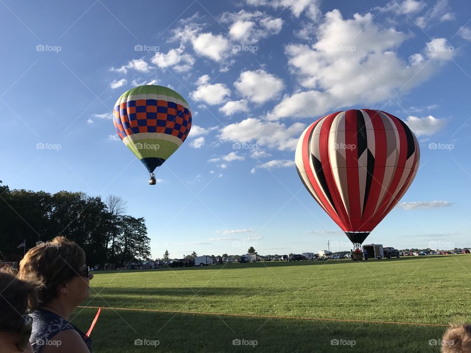 Hot air balloons taking flight 
