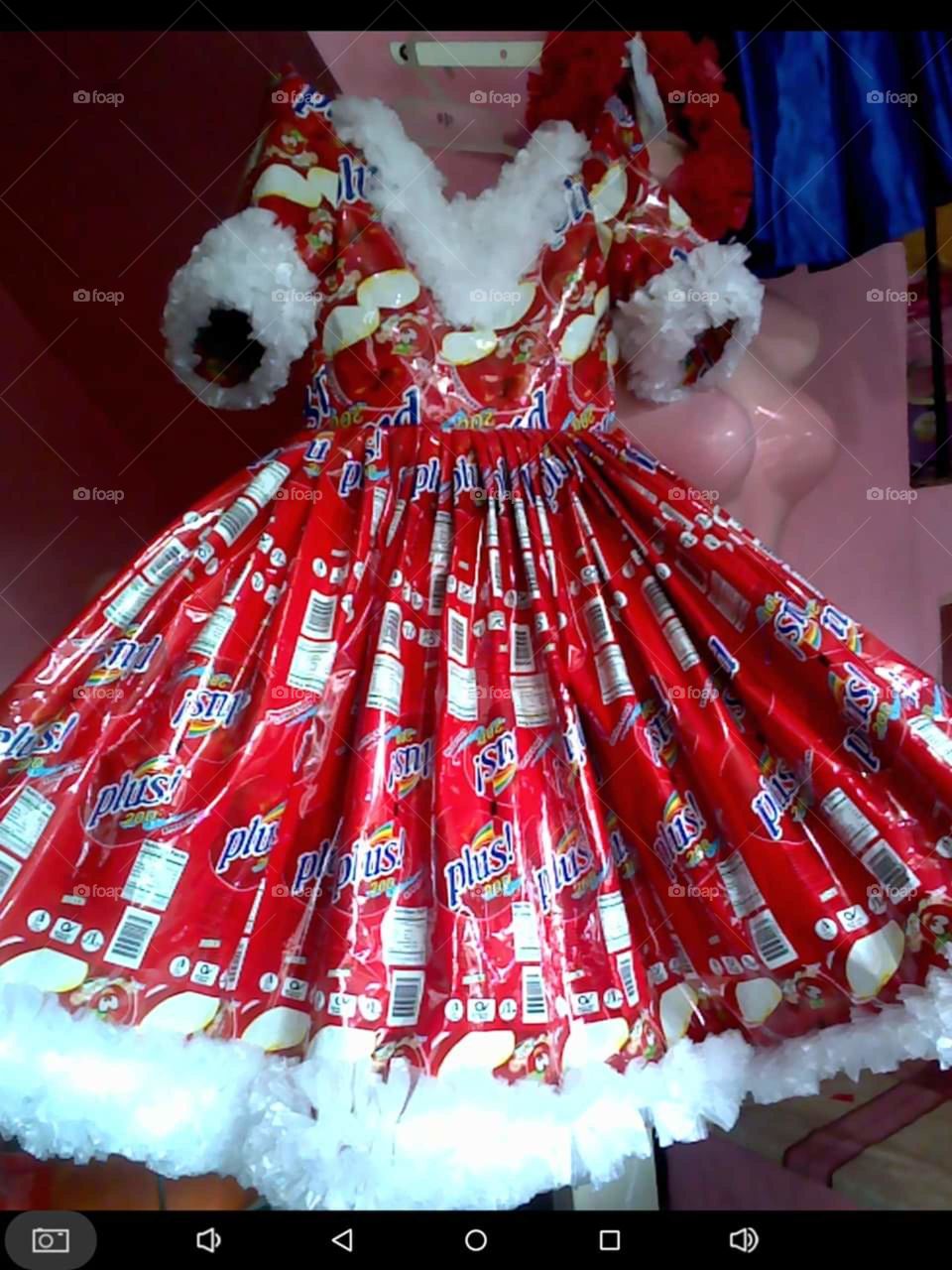 lady santa attire made of tetra wrappers